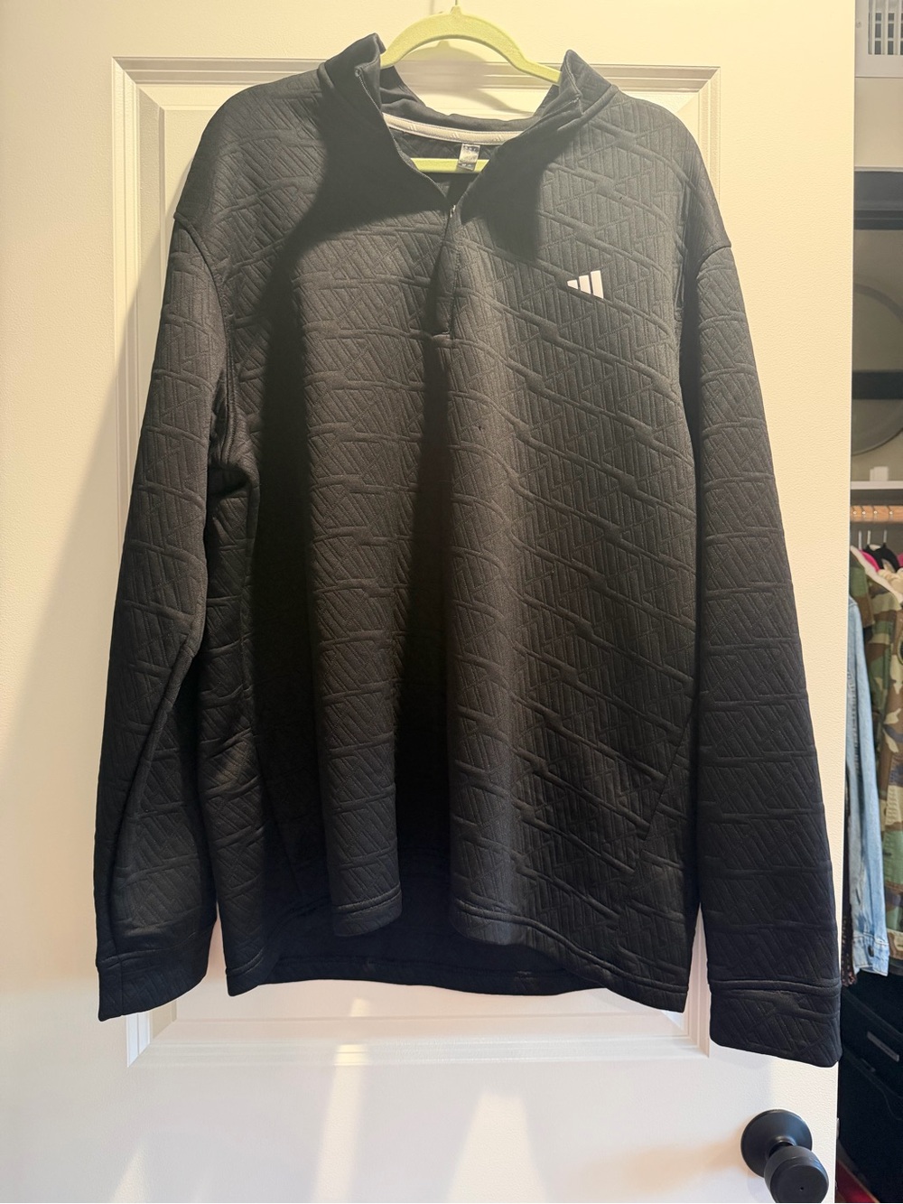 adidas Men’s Black Quilted Zip-Top Sweater